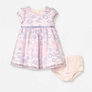 Mia & Mimi Baby Girls' Dress Lace Cap Sleeve 2pc Pink NWT